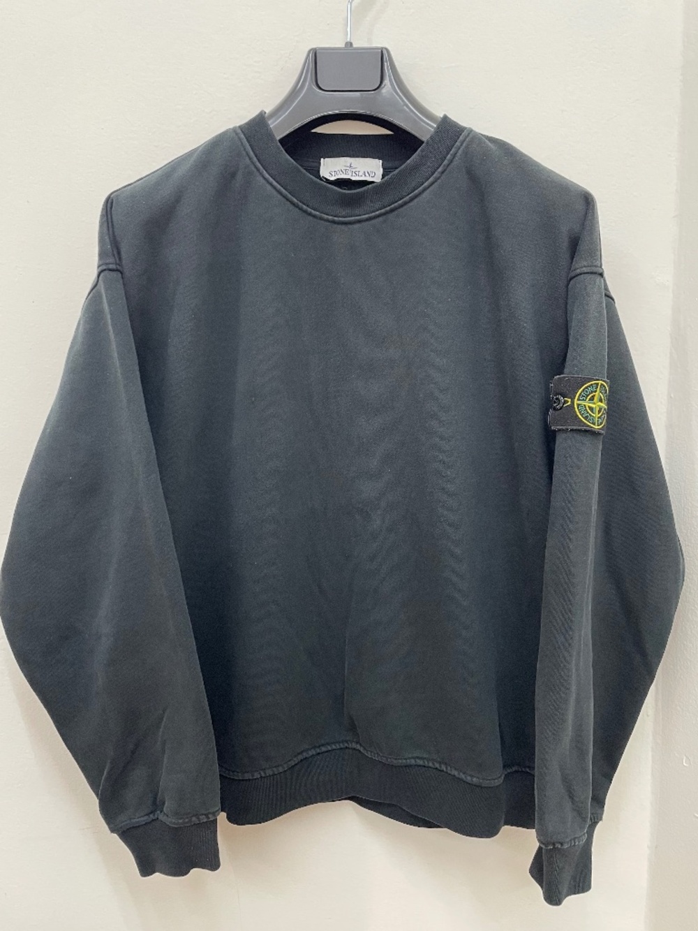 Stone Island black cotton crewneck